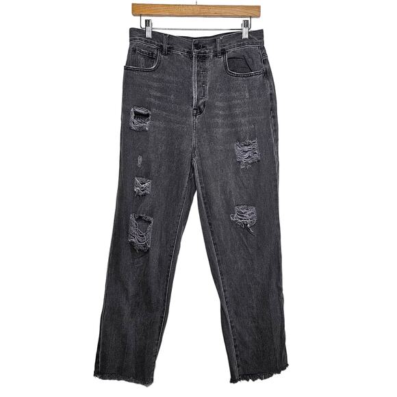 PacSun Women's Black High Rise Straight Jeans Size 29 Distressed Ripped Classic - Picture 1 of 9